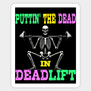 Funny Skeleton Lifting Weights Sticker